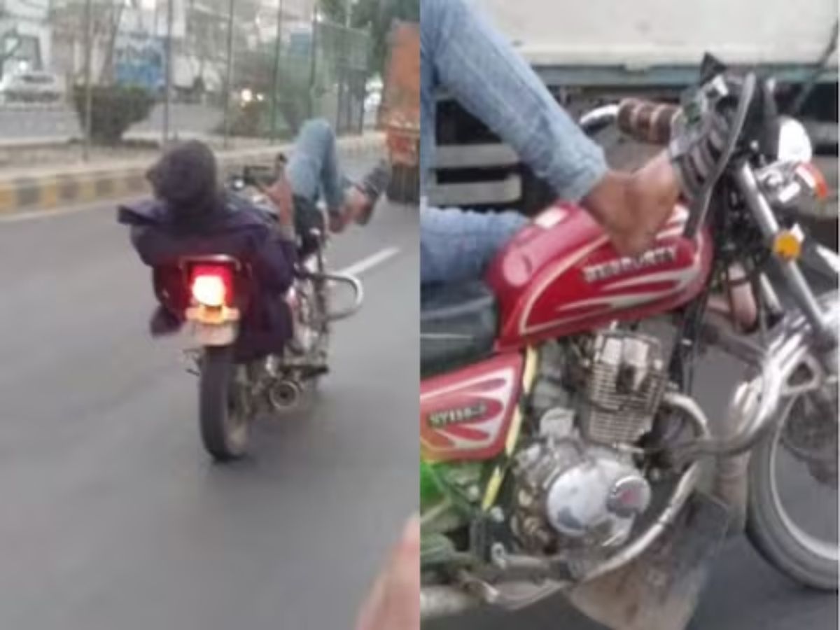 Trending Video Shows Man Riding Bike With Legs While Playing