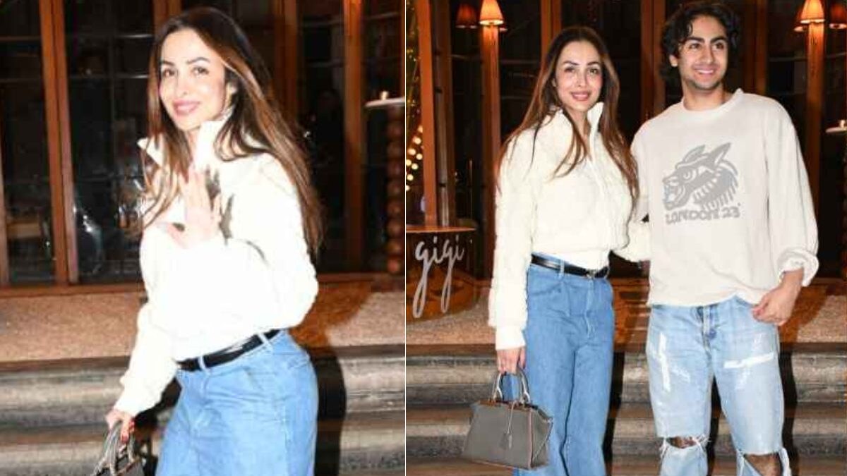 Malaika Arora’s Cropped Sweater With White Top, Classic Jeans Is Bookmark Worthy