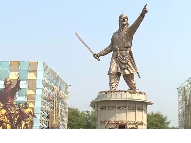 The 'Statue of Valour' was unveiled by the PM at the Lachit Barphukan Maidam Development Project at Hollongapar near Teok. (ANI)