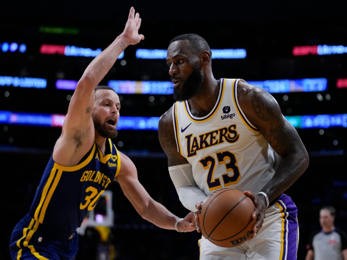 Lebron james sale lakers warriors