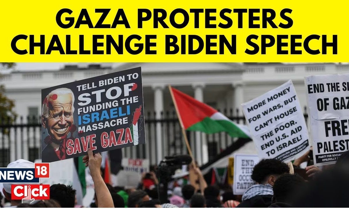 Gaza Ceasefire Protesters Challenge Joe Bidens Address - News18