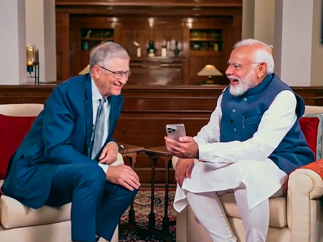 Prime Minister Narendra Modi with Microsoft co-founder Bill Gates during a meeting at his residence, in New Delhi on March 28, 2024. (X/@BJP4India)