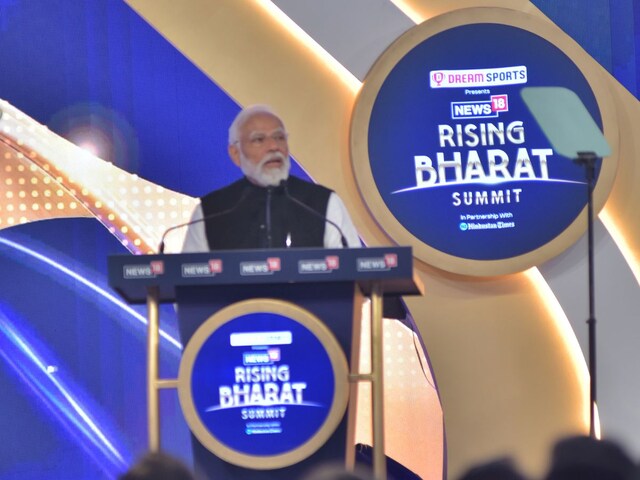 PM Narendra Modi at the Rising Bharat Summit. (News18)