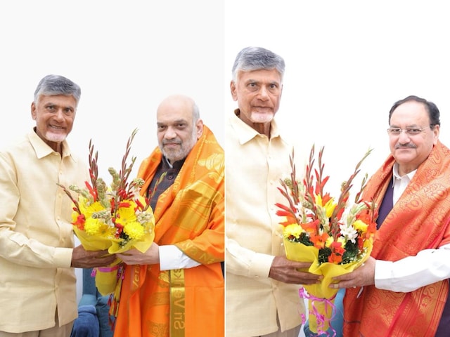 TDP President N Chandrababu Naidu met Union Home Minister Amit Shah and BJP national president JP Nadda on Thursday night. (Image/X)