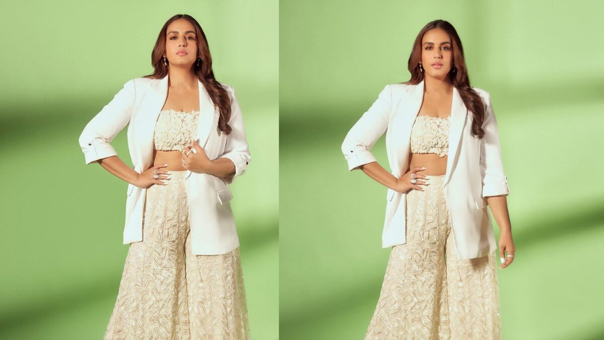 Huma Qureshi Makes a Fashion Statement in Ivory Sharara Set Paired With White Blazer, See Pics - Vimarsana News