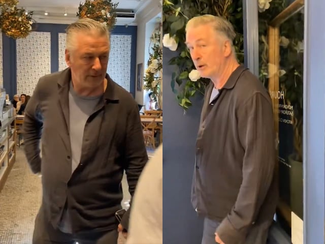 Alec Baldwin loses his cool after woman forces him to say 'free Palestine'.