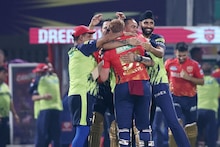 Jonny Bairstow of Punjab Kings gets swamped after the win during match 42 of the Indian Premier League season 17 (IPL 2024) between Kolkata Knight Riders and Punjab Kings held at the Eden gardens Stadium, Kolkata on the 26th April 2024. (Sportzpics)