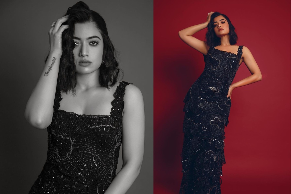 Rashmika Mandanna’s Black Sequin Gown Is Just Perfect For A Cocktail Party