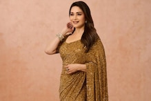 Madhuri Dixit's Golden Chiffon Saree Is Perfect Wedding Wear