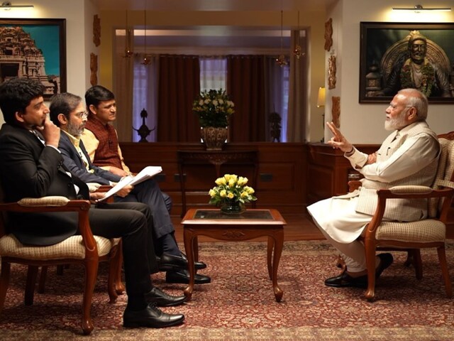 Prime Minister Narendra Modi during an exclusive interview to News18 Network18. (News18)
