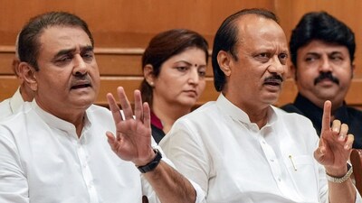 Praful Patel (left) said Ajit Pawar (right) was upset after Sharad Pawar's decision to ally with the Shiv Sena instead of BJP. (PTI)