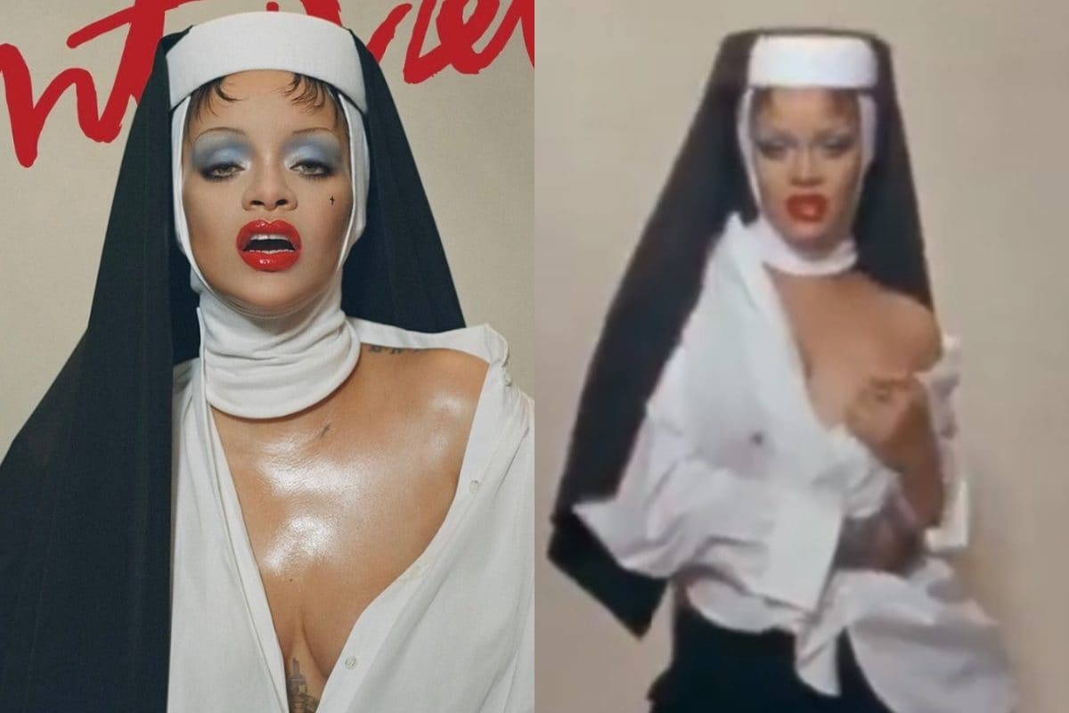 Rihanna Flaunts Ample Cleavage, Grabs Her B**b While Posing in 'Sexy Nun' Outfit; Viral Video Slammed