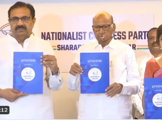 The manifesto was unveiled in the presence of NCP (SP) chief Sharad Pawar. (ANI)