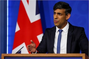 British Prime Minister Rishi Sunak speaks to the press after introducing the Rwanda bill, at Downing Street in London, Britain. He has said that flights with deportees headed for Rwanda will take off in 10-12 weeks. (Image: Reuters)