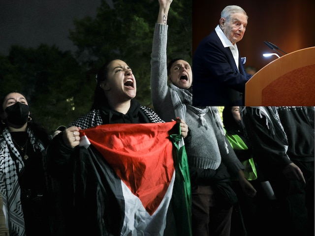 Students and others demonstrate at a protest encampment at University Yard in support of Palestinians in Gaza in Washington, U.S., April 25, 2024. (Reuters)