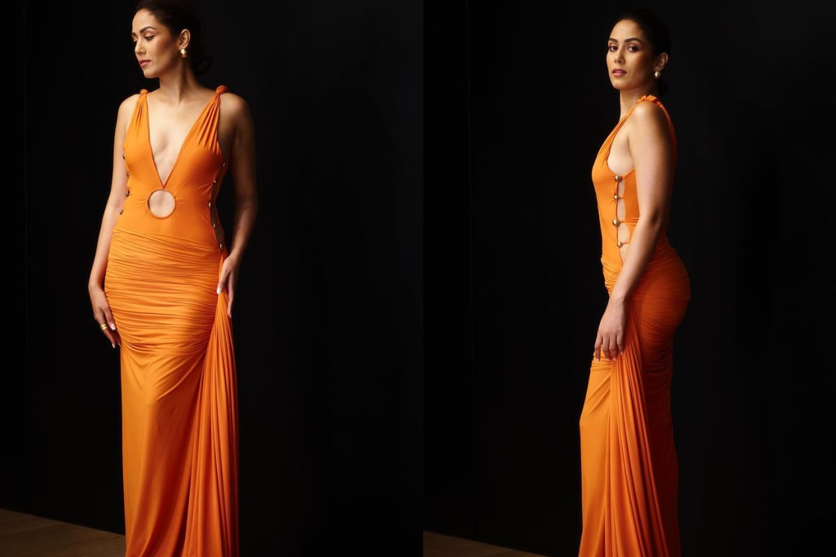 Mira Rajput Raises The Oomph Factor In A Tangerine Coloured, Plunging Neckline Gown; See Pics