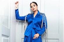 Actress Sreemukhi Slays Traditional Look In Blue Designer Coat And Matching Skirt