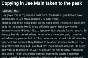 Man Accuses JEE Candidate Of Copying All His 75 Answers; Check Post