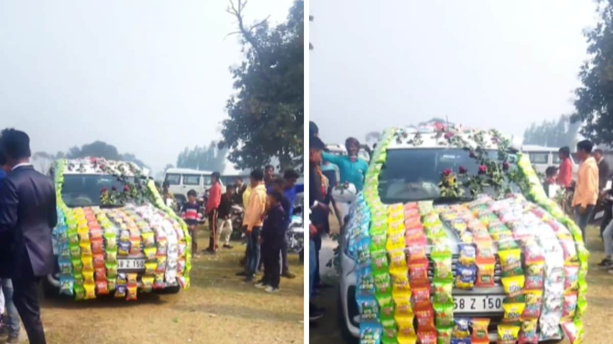 Groom Arrives At Wedding Venue In Car With Chips Packet Decor, Internet Reacts