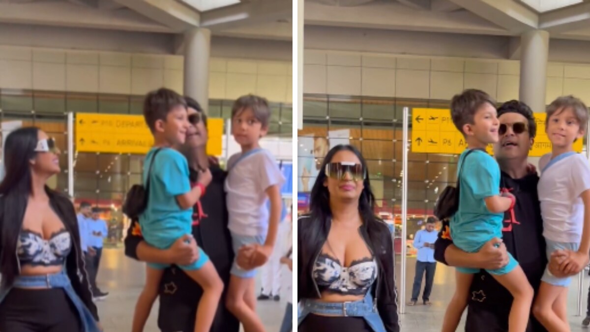 Krushna Abhishek Spotted With Kashmera Shah And Kids At Mumbai Airport