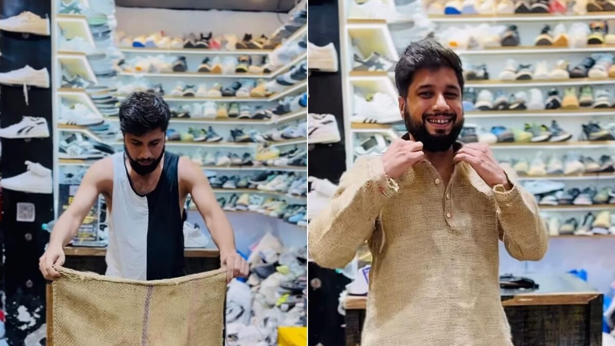 Watch: Man Stitches Kurta Set From Sack Bag, Internet Calls Him Uorfi Javed Male Version - Vimarsana News