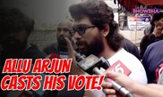 Allu Arjun Arrives At Polling Booth In Jubilee Hills To Cast His Vote; Urges People To Vote
