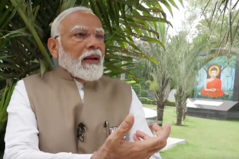 Prime Minister Narendra Modi in an interview with Network18. (News18)