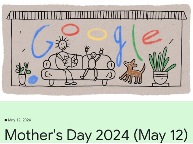 Mother’s Day 2024 Google Doodle is a simple yet powerful reminder that the moments we share with our mothers, big or small, create lasting memories. (Screengrab: Google.com)

