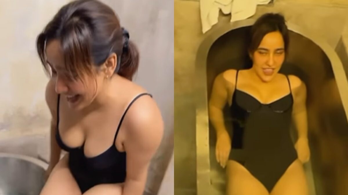 Neha Sharma In Black Monokini Raises Temperatures Even As She Takes A Cold Plunge