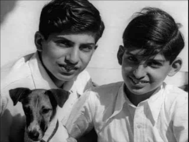 The black-and-white photo, which has the brothers smiling into the camera, was taken in 1945. A dog too is posing with the siblings. 