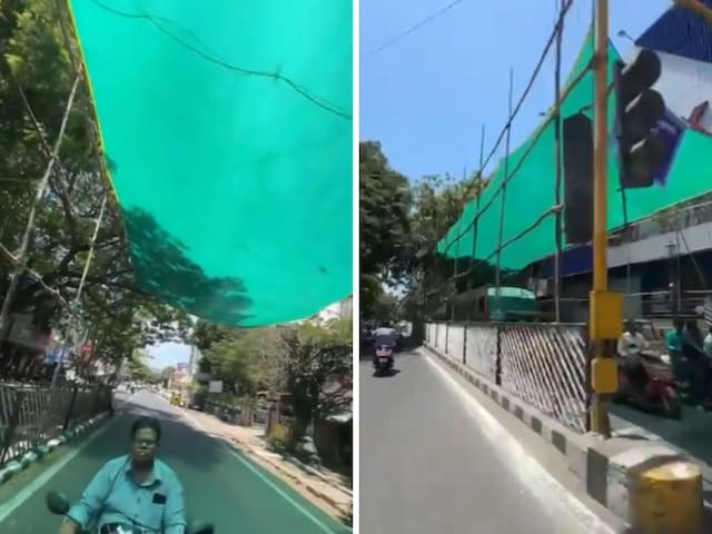 To Combat Heat, Puducherry Installs  Green Shade Nets Over Traffic Signals 