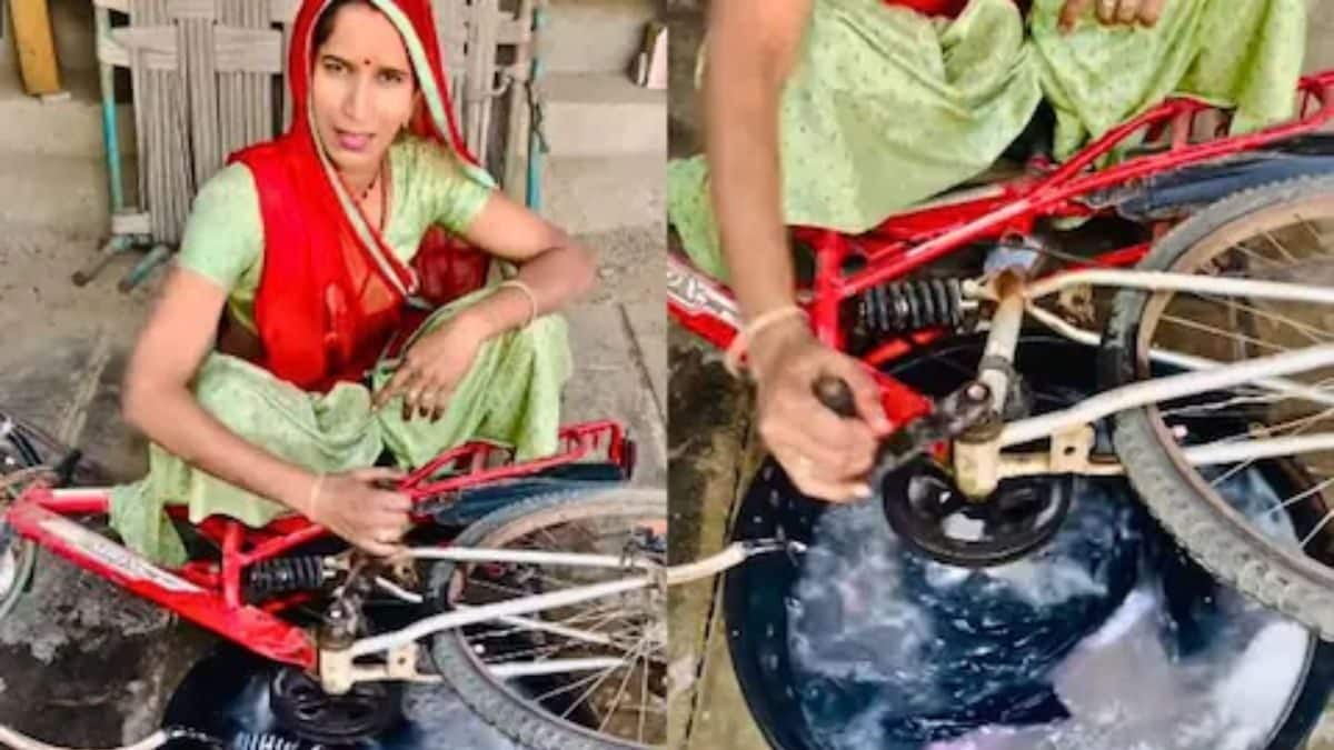 Woman Uses Cycle Paddle To Operate ‘Jugaad Washing Machine’; Internet Reacts
