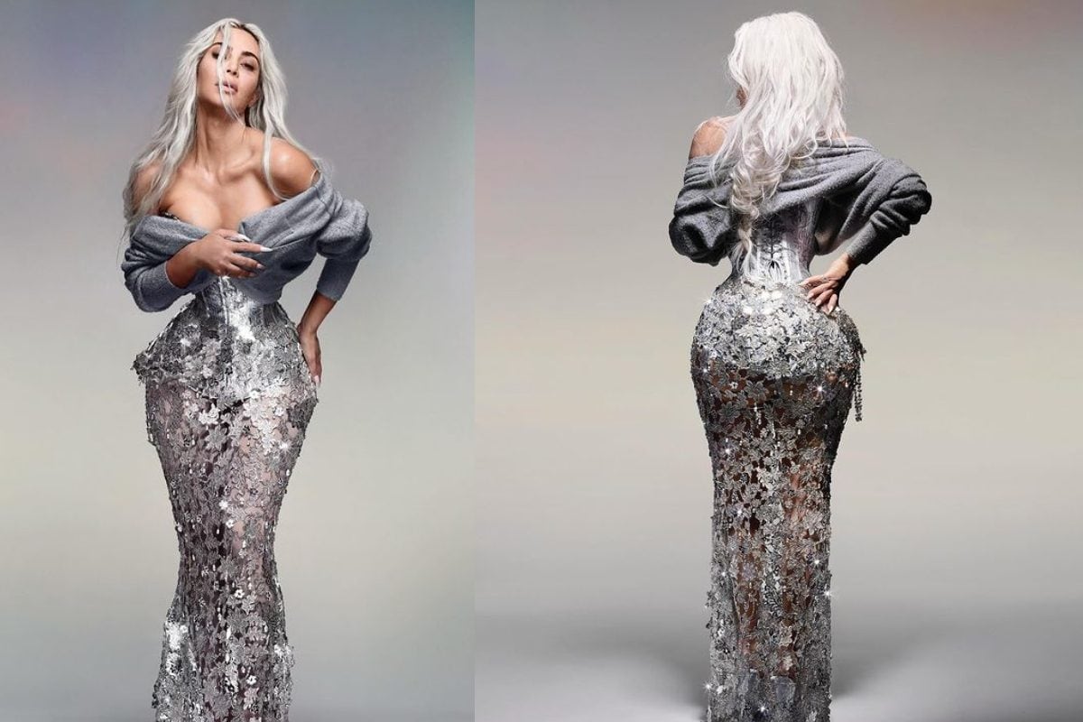 Met Gala 2024: Kim Kardashian Stuns in a Magnificent Metallic Maison Margiela Corset and Cardigan