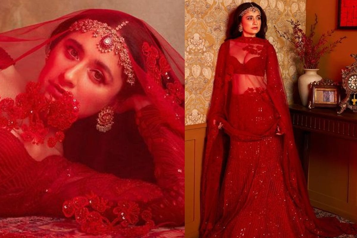 Pause And Admire Sanjeeda Shaikh In This Royal Red Lehenga