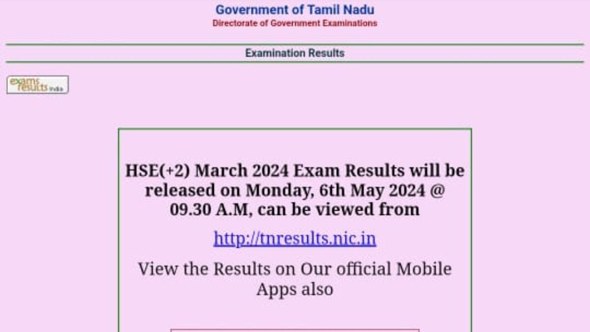 TN 12th Result 2024 Live Updates: TNDGE to Announce Class 12 Results at 9:30 AM, Direct Link - Vimarsana News