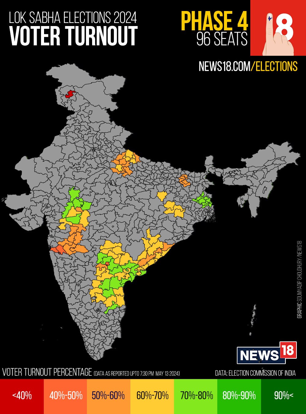 Lok Sabha Election Phase 4: 62.84% Voter Turnout Across 96 Seats; West ...
