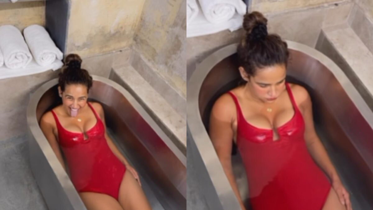 Sexy Video! After Neha Sharma, Aisha Sharma Takes A Cold Plunge In Red Monokini; Watch Hot Video