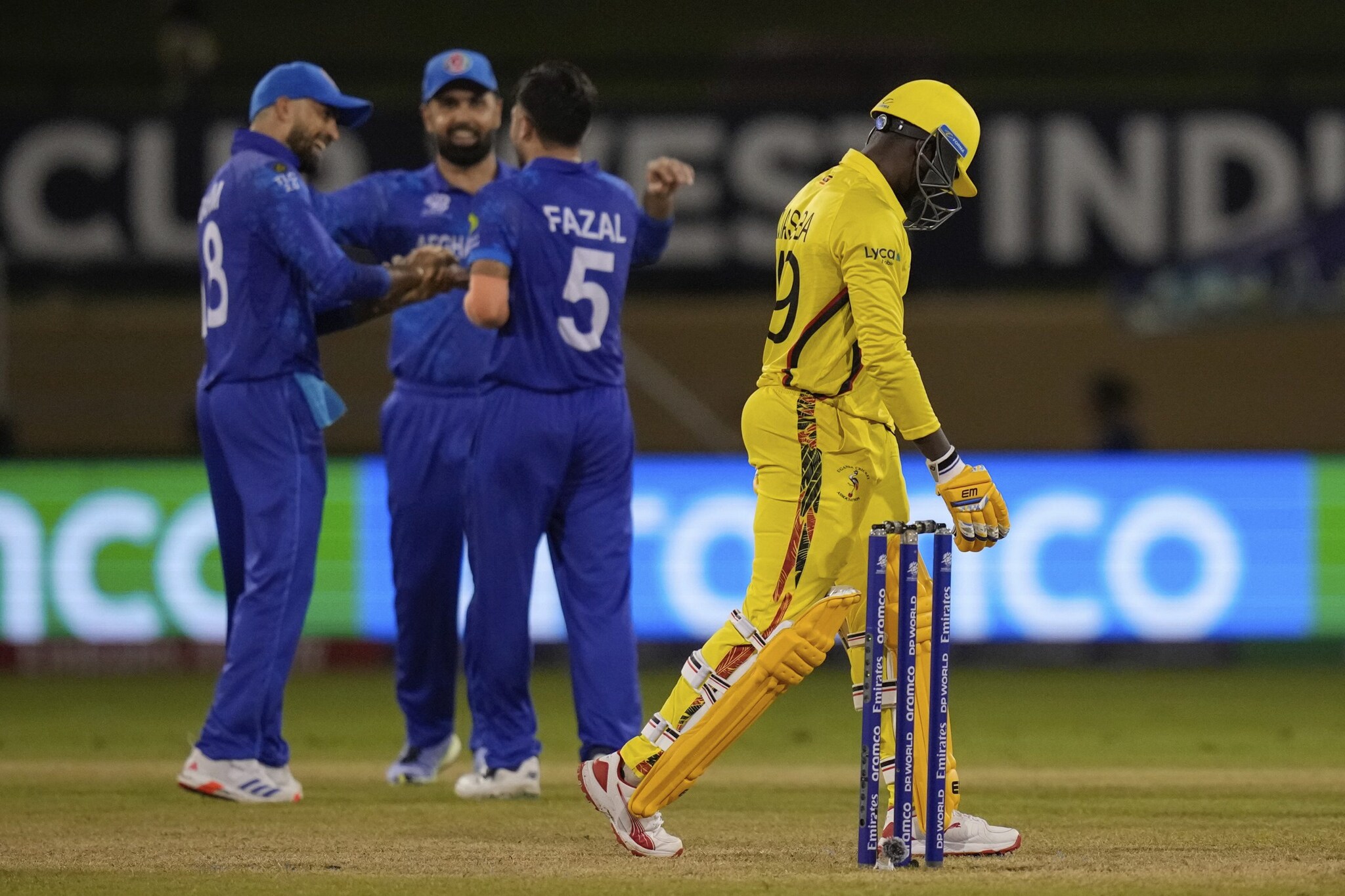 Afghanistan defeated Uganda by a massive 125 runs, after bowling them out at just 58 runs at Providence in Guyana. (AP) Afghanistan defeated Uganda by a massive 125 runs, after bowling them out at just 58 runs at Providence in Guyana. (AP)