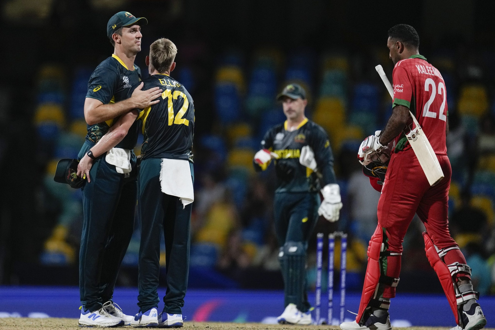 The Mitchell Marsh-led Australia had a victorious start to their World Cup campaign after defeating Oman by 39 runs at Kensington Oval, Barbados. (AP) The Mitchell Marsh-led Australia had a victorious start to their World Cup campaign after defeating Oman by 39 runs at Kensington Oval, Barbados. (AP)