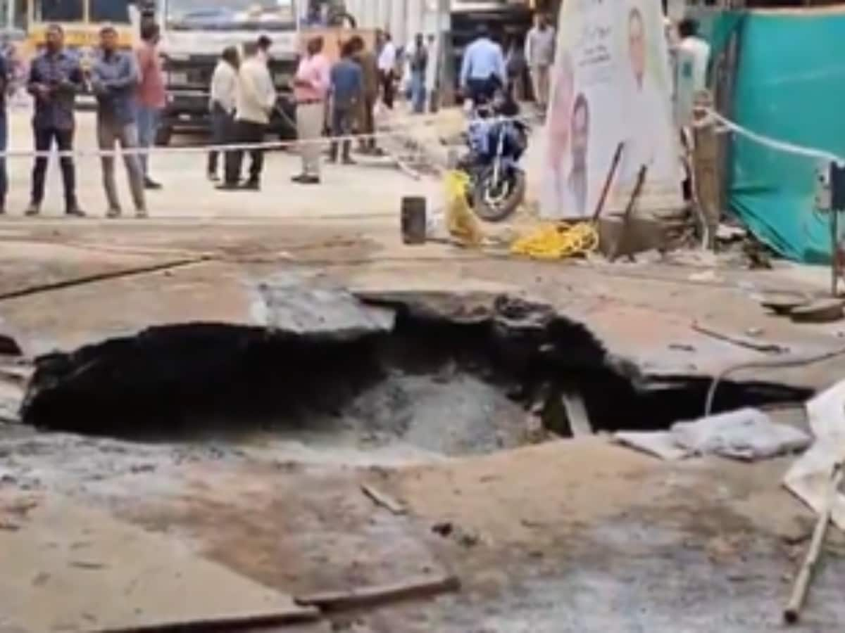 Bengaluru: Part Of Road Caves In Near Underconstruction Metro Site Amid ...