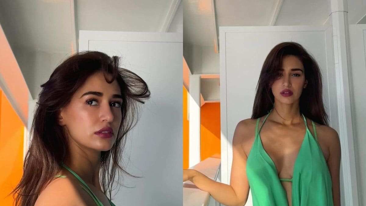slim fit dress slacks Disha Patani In Our Emerald Satin Saree – Ohaila Khan main image 1