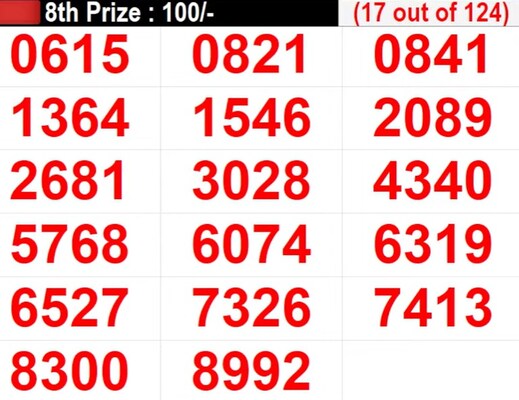 IN PROGRESS: Winning Numbers For 8th Prize - Part 1