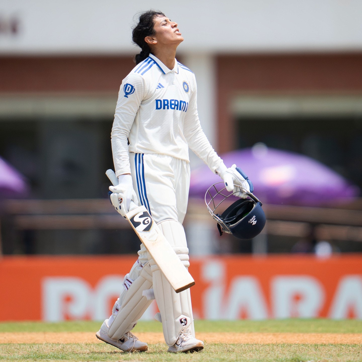 Her opening partner Smriti Mandhana scored 149, completing 500 runs in Tests. Her 292-run opening stand with Verma is the highest opening partnership in the longest-format cricket. (Team India) Her opening partner Smriti Mandhana scored 149, completing 500 runs in Tests. Her 292-run opening stand with Verma is the highest opening partnership in the longest-format cricket. (Team India)