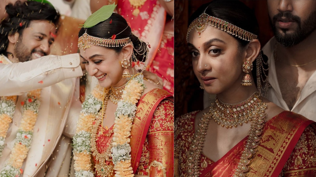 Aishwarya Arjun’s Wedding Saree Depicts Lord Ram’s Coronation – News18 Aishwarya Arjun’s Wedding Saree Depicts Lord Ram’s Coronation – News18