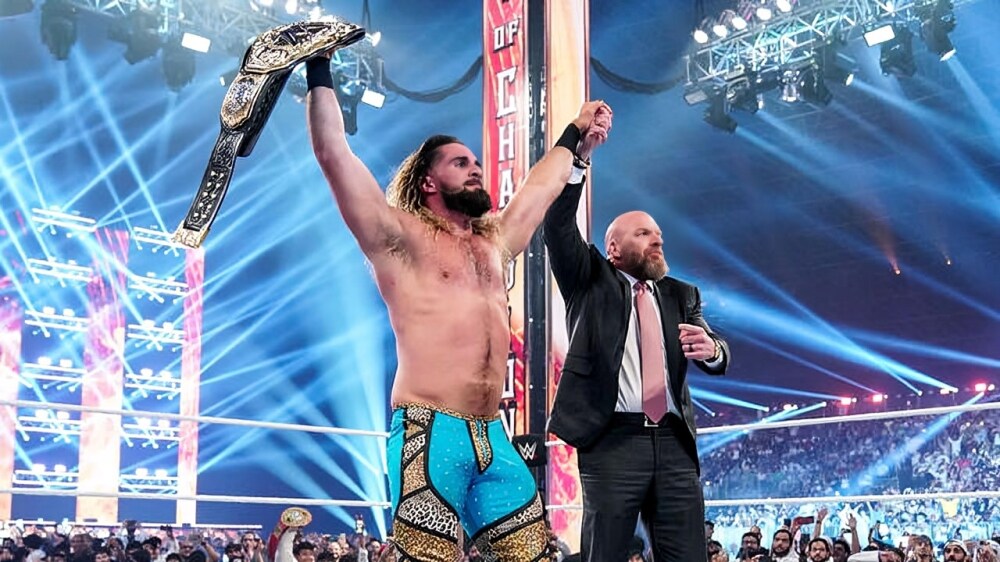 Damian Priest defeated Seth 'Freakin' Rollins and Drew McIntyre in the Triple Threat match of the World Heavyweight Championship. (Photo: WWE) Damian Priest defeated Seth 'Freakin' Rollins and Drew McIntyre in the Triple Threat match of the World Heavyweight Championship. (Photo: WWE)