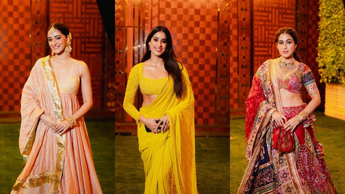 BFFs Janhvi Kapoor, Ananya & Sara Ali Khan Steal the Show at Anant Ambani-Radhika Merchant's Haldi