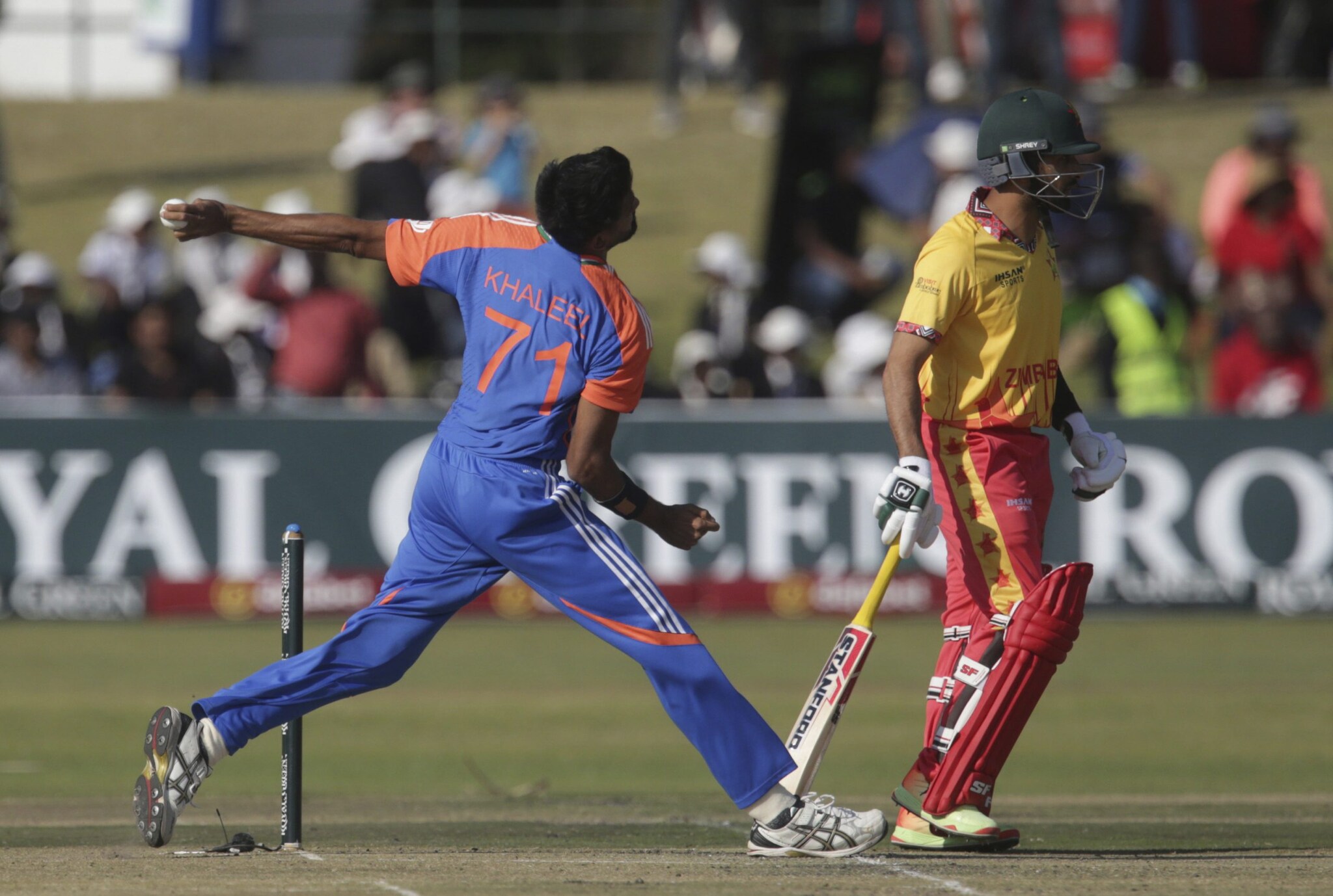 During Zimbabwe's chase, the top order couldn't put up an impressive performance as they were three down during Powerplay. (AP) During Zimbabwe's chase, the top order couldn't put up an impressive performance as they were three down during Powerplay. (AP)