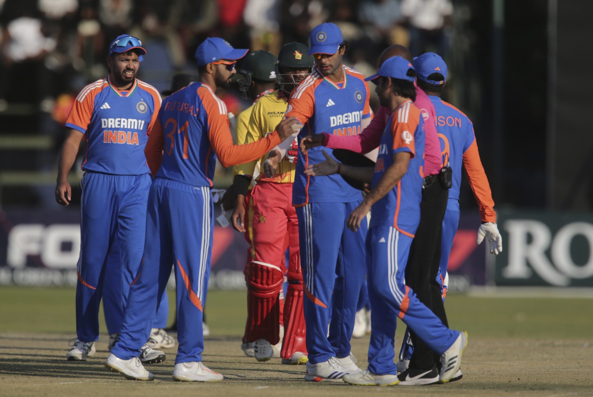 India showcased a great team effort as they beat Zimbabwe by 23 runs on July 10 (Wednesday) at Harare Stadium, securing a 2-1 lead in the five-match T20I series. (AP) India showcased a great team effort as they beat Zimbabwe by 23 runs on July 10 (Wednesday) at Harare Stadium, securing a 2-1 lead in the five-match T20I series. (AP)