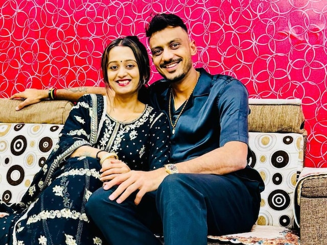Axar Patel (right) says his wife Meha has been crucial to his success. (Pic Credit: IG/meha2026)
