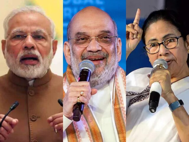 Prime Minister Narendra Modi. Union Home Minister Amit Shah and West Bengal Chief Minister Mamata Banerjee.